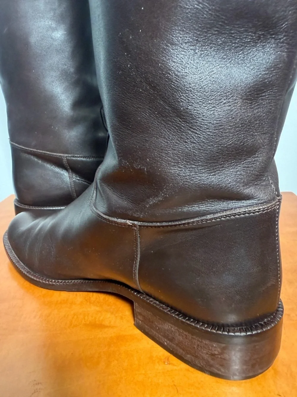 Prada Style Cappuccino Brown Riding Boots Size 9.5 Wide Calf